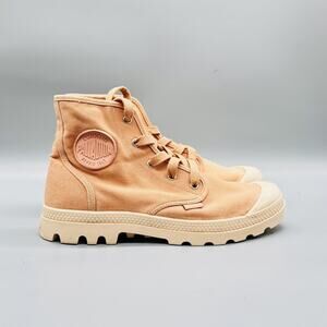 Palladium Boots Womens 8.5 Pink Canvas Ankle Combat Lace Up Lug Sole Shoes